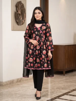 Noir Rose Printed 3-Piece Suit
