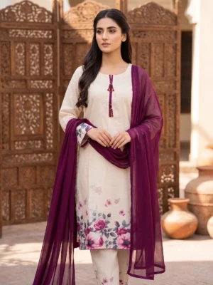 Royal Plum Floral 3-Piece Suit