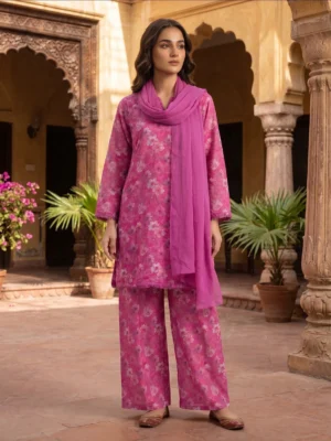 Magenta Mist Floral 3-Piece Suit