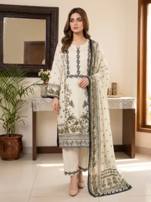 Vintage Ivory Printed 3-Piece Suit