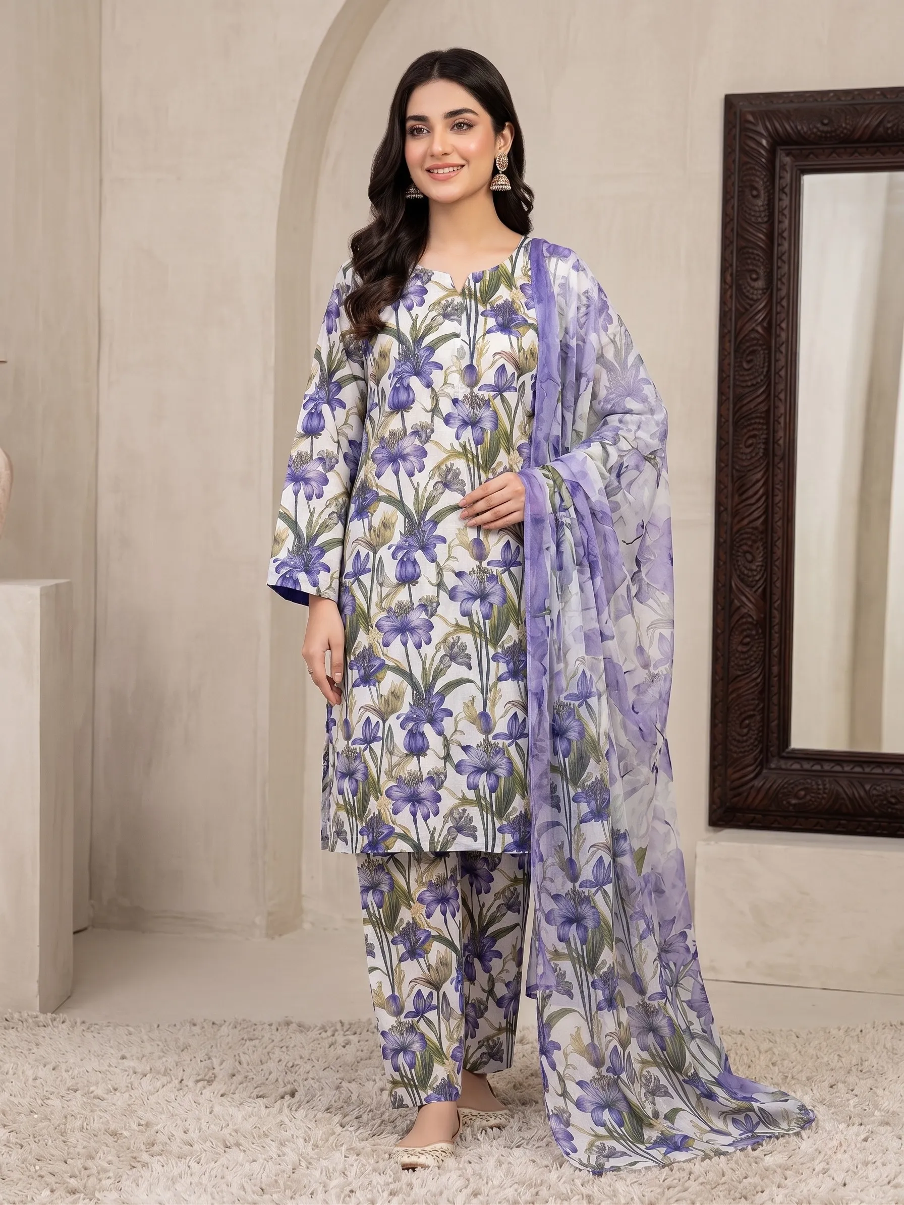 Iris Meadow Printed 3-Piece Suit