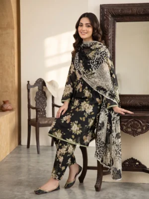 Midnight Flora Printed 3-Piece Suit