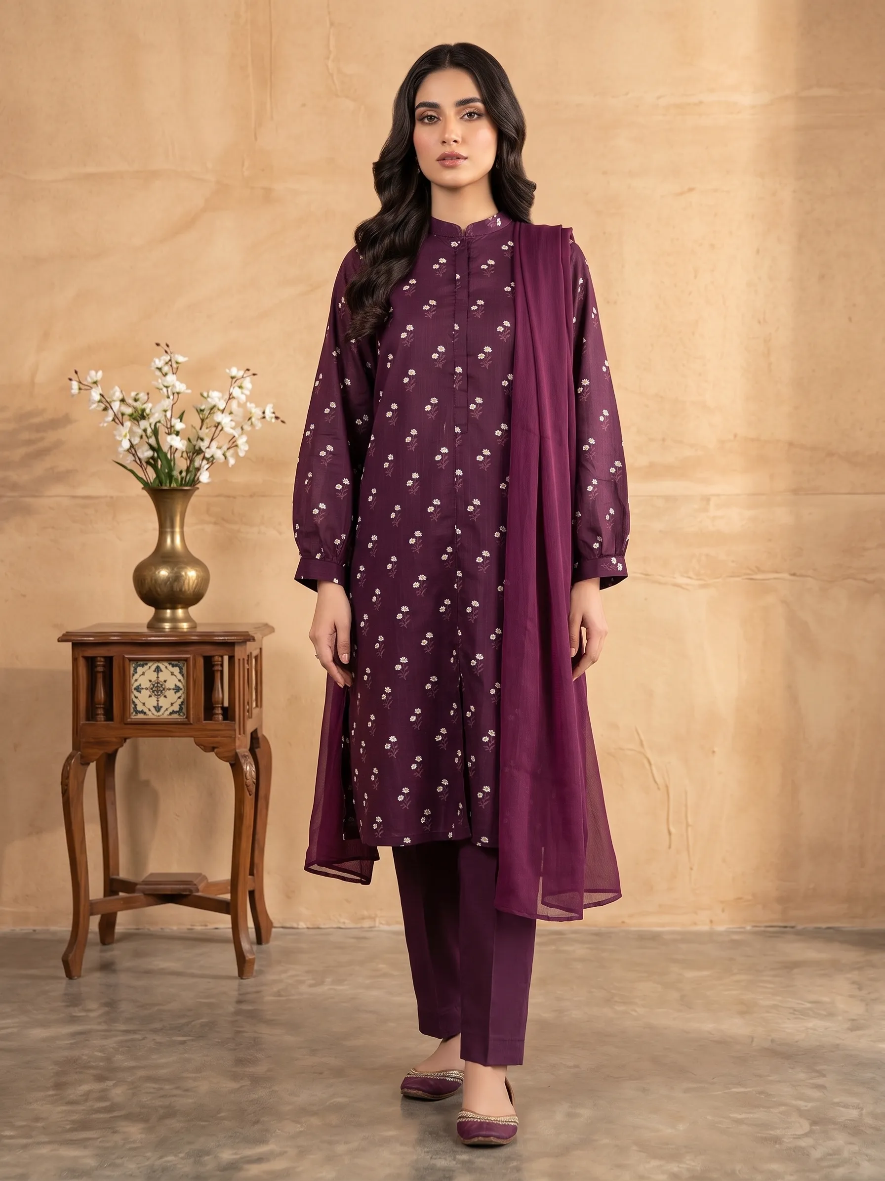 Plum Bootee Lawn 3-Piece Suit